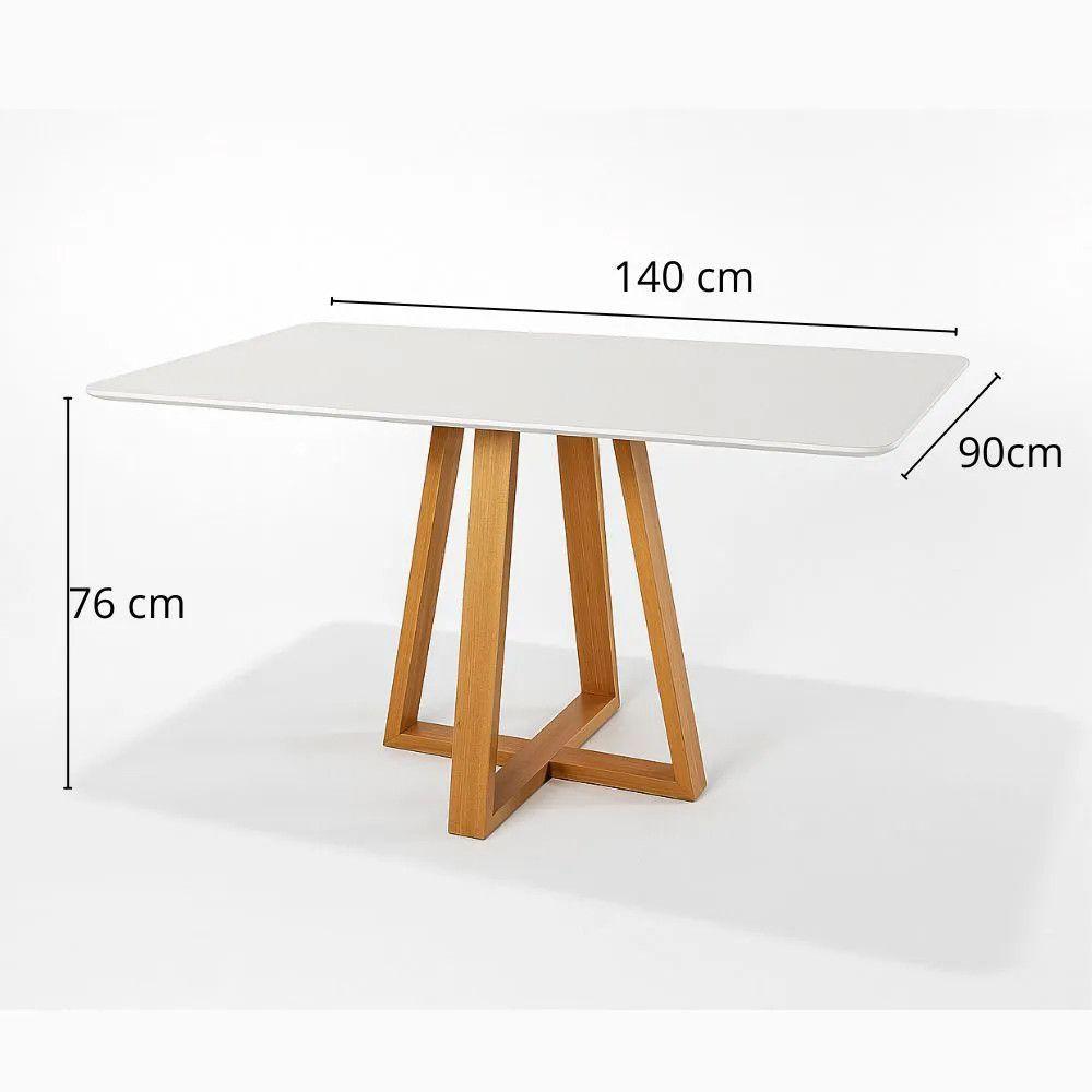Mesa Jantar Luna Retangular Tampo Laqueado Vidro Luka Decor Off White - 4