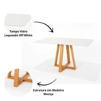 Mesa Jantar Luna Retangular Tampo Laqueado Vidro Luka Decor Off White - 3