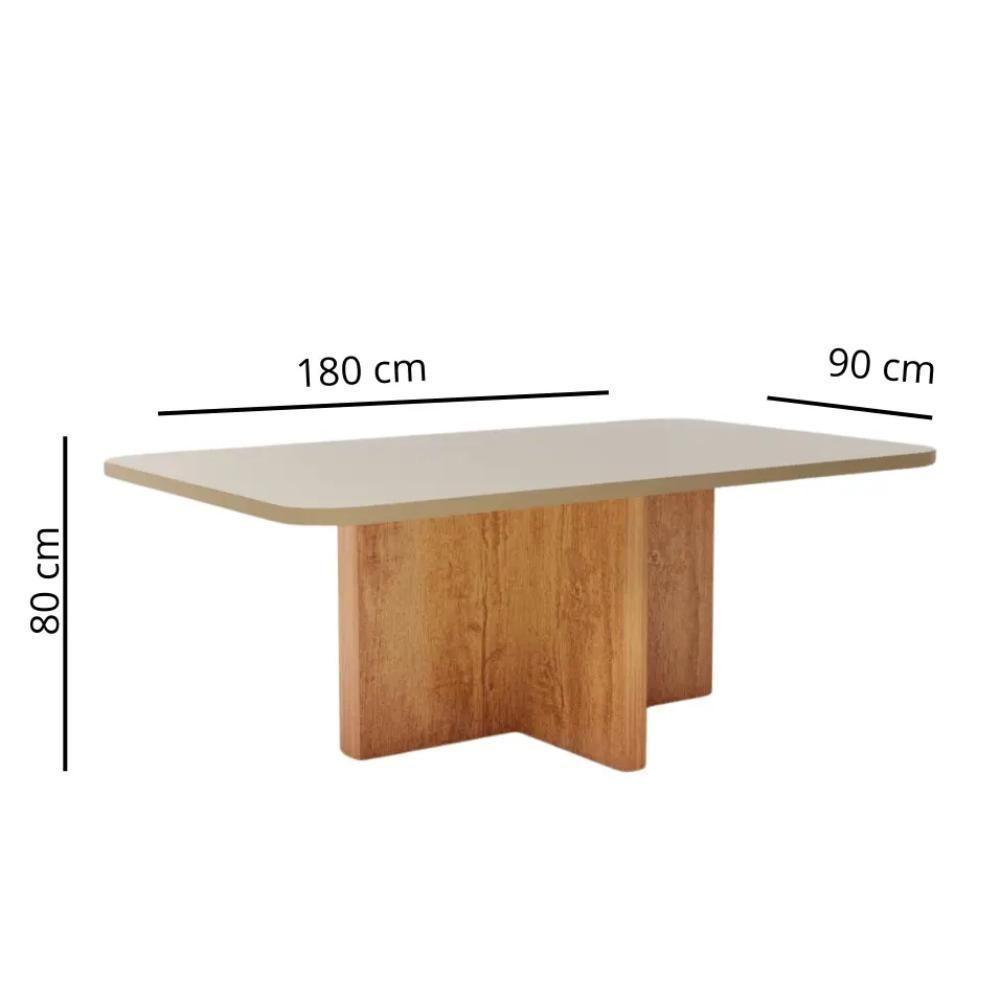 Mesa De Jantar Retangular Com Tampo De Vidro Parma Naturale E Pérola 180cm - 2