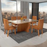 Mesa De Jantar Retangular Com Tampo De Vidro Parma Naturale E Pérola 180cm - 3