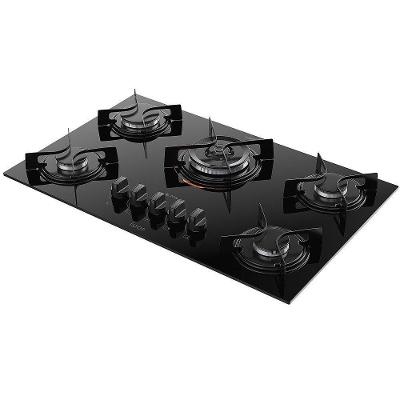 Cooktop a Gás Atlas U Top 5 Bocas Mesa de Vidro Tripla Chama Preto Bivolt