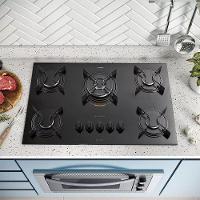 Cooktop 5 Bocas U Top Com Mesa De Vidro E Tripla Chama Atlas Preto Bivolt - 4