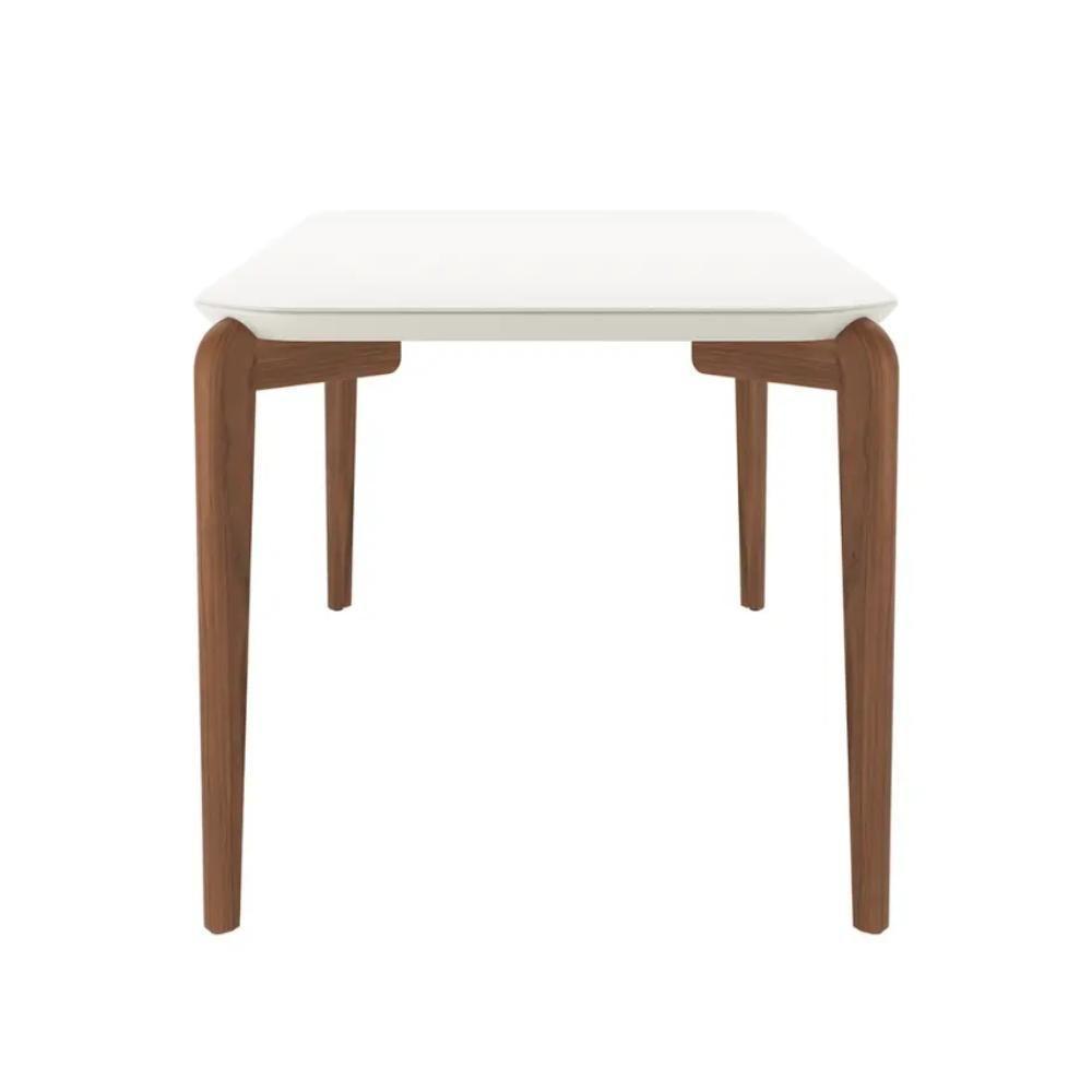 Mesa De Jantar Retangular Com Tampo De Vidro Donatella Off White E Canella 180cm - 3
