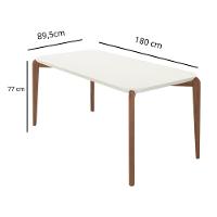 Mesa De Jantar Retangular Com Tampo De Vidro Donatella Off White E Canella 180cm
