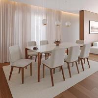 Mesa De Jantar Retangular Com Tampo De Vidro Donatella Off White E Canella 180cm - 5