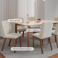 Mesa De Jantar Retangular Com Tampo De Vidro Donatella Off White E Canella 180cm - 6