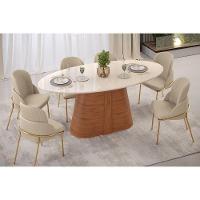 Mesa Multiuso Cozinha Ryze C- Tampo Madeirado C- Vidro Oval 218x108cm Cedro-off White - Dj Móveis - 5