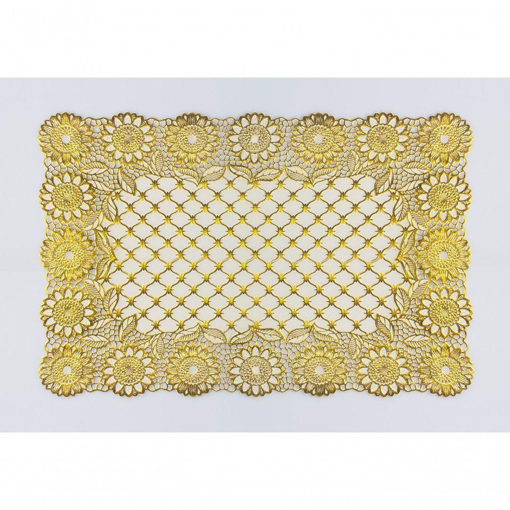 Jogo Americano Decorativo 45x30cm - Uzoo Servico Americano Decorativo 30x45cm Ouro Fl-1603 - 1