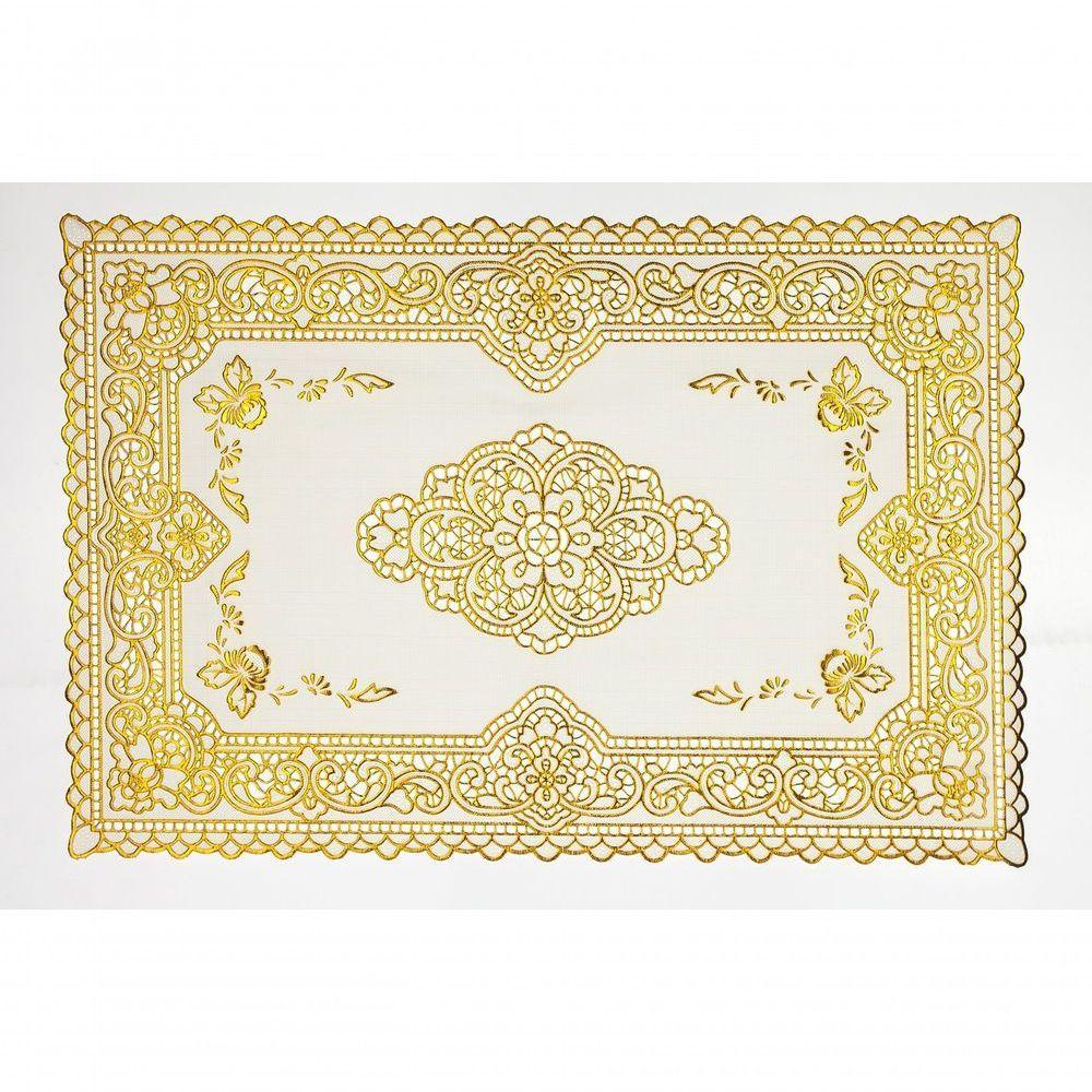 Jogo Americano Decorativo 45x30cm - Uzoo Servico Americano Decorativo 30x45cm Ouro Fl-1601 - 1