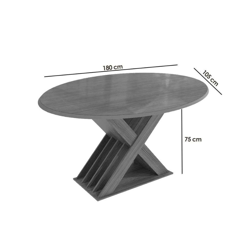 Mesa Para Cozinha Graviola Com Tampo Madeirado Com Vidro 105x180cm Nogueira Preto Fosco Vidro Preto Kappesberg - 3