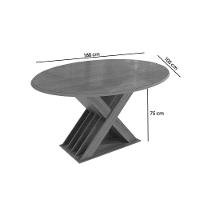 Mesa Para Cozinha Graviola Com Tampo Madeirado Com Vidro 105x180cm Nogueira Preto Fosco Vidro Preto Kappesberg - 3