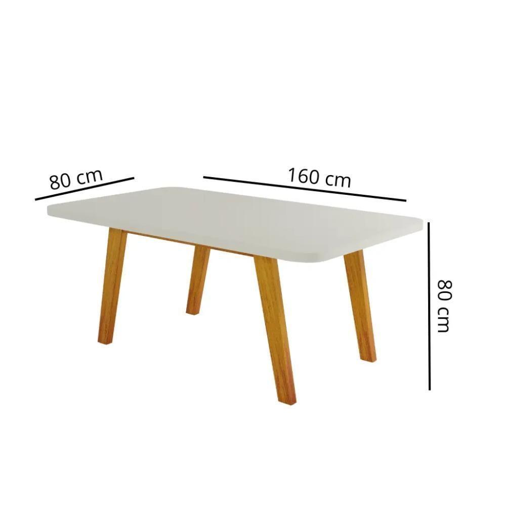 Mesa De Jantar Retangular Com Tampo De Vidro Firenze Naturale E Off White 160cm - 2