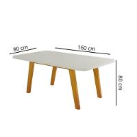 Mesa De Jantar Retangular Com Tampo De Vidro Firenze Naturale E Off White 160cm - 2