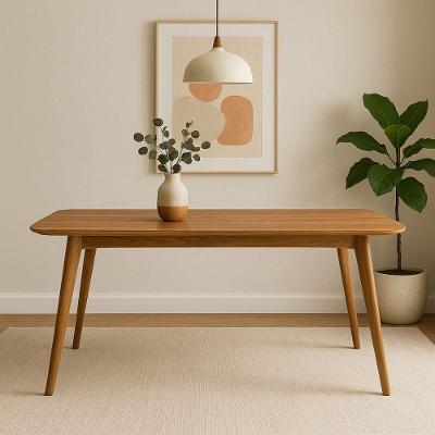 Mesa De Jantar 4 Lugares Slim Madeira E Tampo Amadeirado Amadeirado-cinamomo