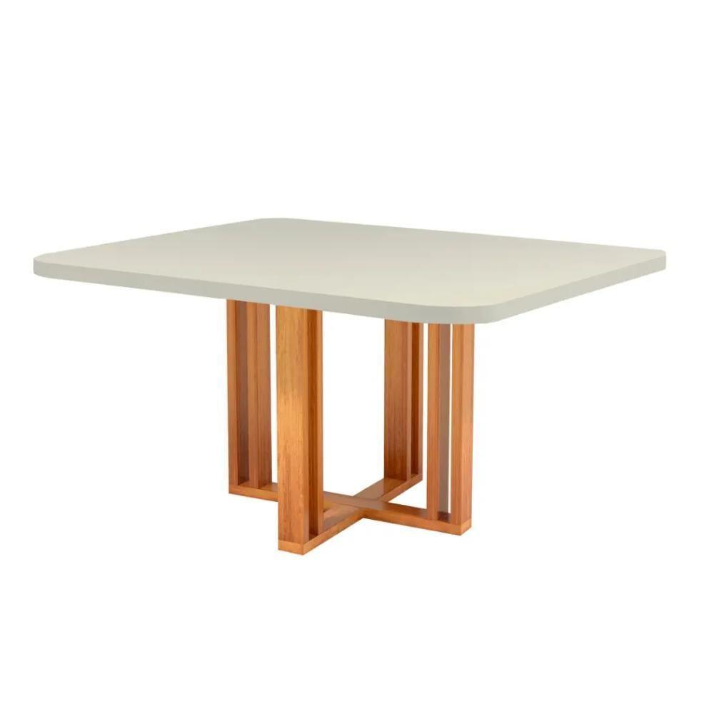 Mesa De Jantar Retangular Com Tampo De Vidro Ghaia Naturale E Off White 120cm - 1