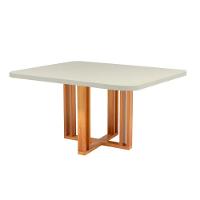 Mesa De Jantar Retangular Com Tampo De Vidro Ghaia Naturale E Off White 120cm - 1