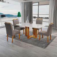 Mesa De Jantar Retangular Com Tampo De Vidro Ghaia Naturale E Off White 120cm - 2