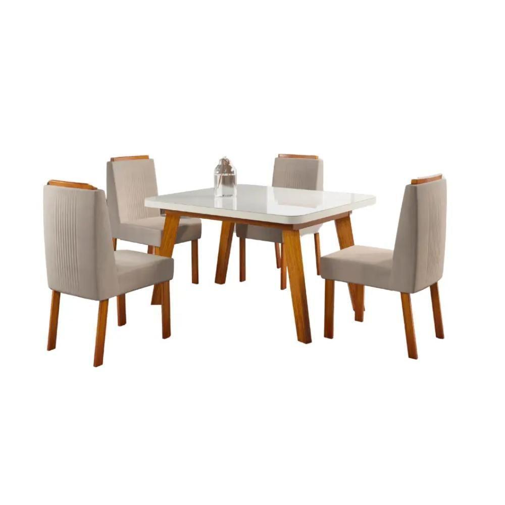 Mesa De Jantar Quadrada Com Tampo De Vidro Agape Naturale E Off White 100cm - 3