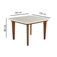 Mesa De Jantar Quadrada Com Tampo De Vidro Agape Naturale E Off White 100cm - 2