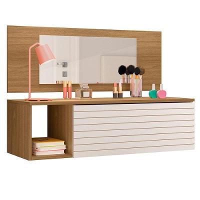 Penteadeira Suspensa Com Painel E Espelho Joy P14 Nature/branco - Mpozenato