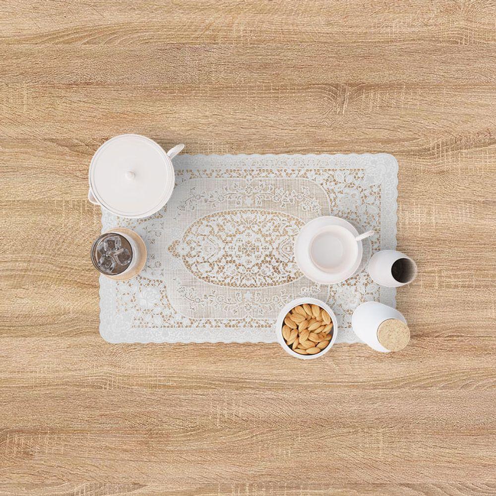 Jogo Americano Crochê Branco - 30x45cm - Uzoo Servico Americano Croche 30x45cm Branco Fl-1606 - 2