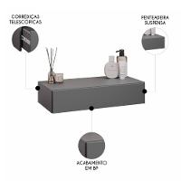 Penteadeira Suspensa 60cm 1 Gaveta Carina Z34 Grafite - Mpozenato - 3