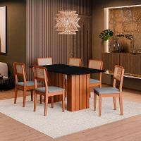 Mesa Sala Jantar Santiago 160x90 Cm Com Tampo De Vidro Cinamomo preto - 2