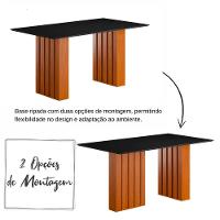 Mesa Sala Jantar Santiago 160x90 Cm Com Tampo De Vidro Cinamomo preto - 3