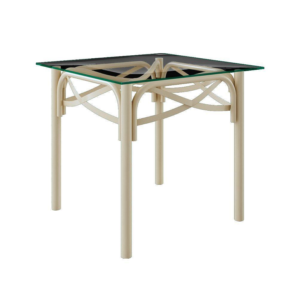 Mesa Katrina Off White Quadrada Tampo De Vidro 90Cm Branco - 1