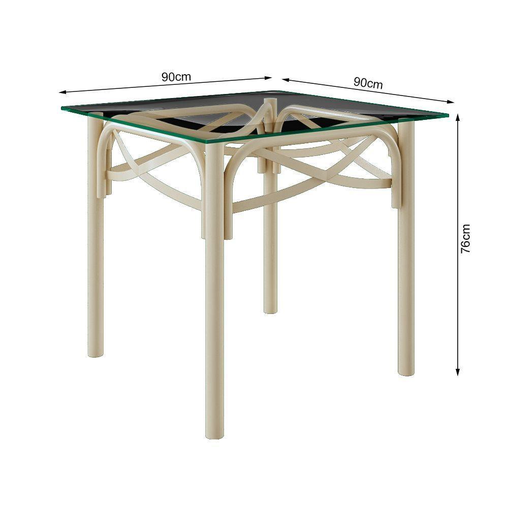 Mesa Katrina Off White Quadrada Tampo De Vidro 90Cm Branco - 2