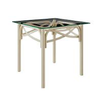 Mesa Katrina Off White Quadrada Tampo De Vidro 90Cm Branco - 1