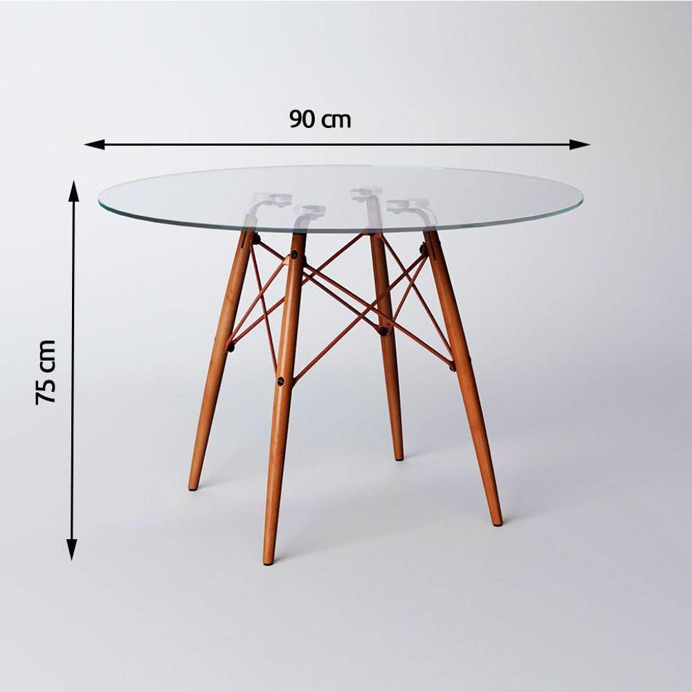 Mesa Eiffel Wood Cobre Tampo De Vidro90Cm - Cor: Branco - 2