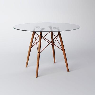 Mesa Eiffel Wood Cobre Tampo De Vidro90Cm - Cor: Branco