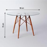 Mesa Eiffel Wood Cobre Tampo De Vidro90Cm - Cor: Branco - 2