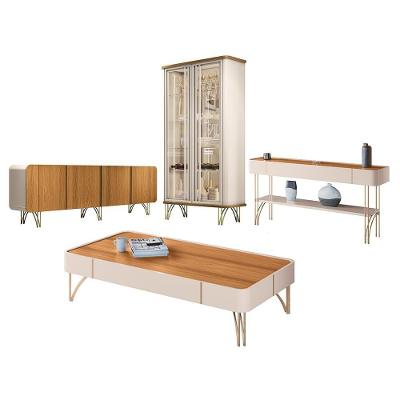 Conjunto Sala De Estar Com Cristaleira Agnes H01 Off White-cinamomo - Mpozenato