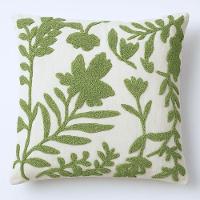 Capa De Almofada Tecido Garden Luxo Folhagens Creme E Verde 42x42cm - Jolitex - 3