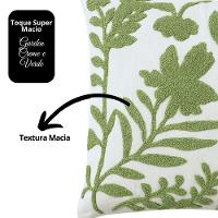 Capa De Almofada Tecido Garden Luxo Folhagens Creme E Verde 42x42cm - Jolitex - 5