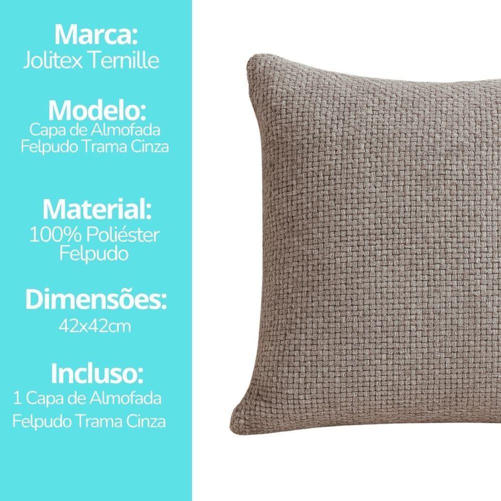Capa De Almofada Tecido Trama Felpuda Infinity Fendi Cinza 42x42cm - Jolitex - 3
