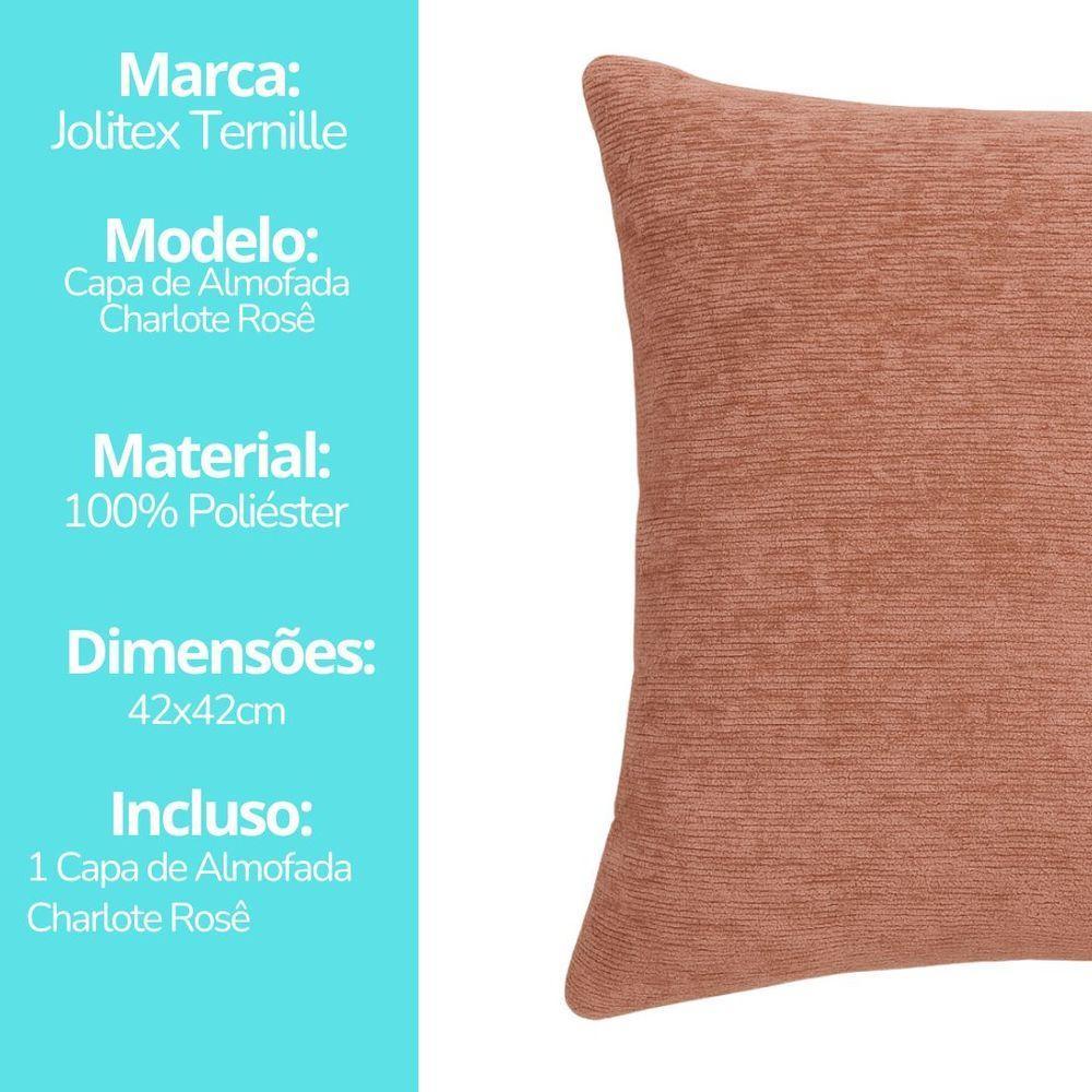 Capa De Almofada Tecido Rosê Charlote Premium 42x42cm - Jolitex - 6