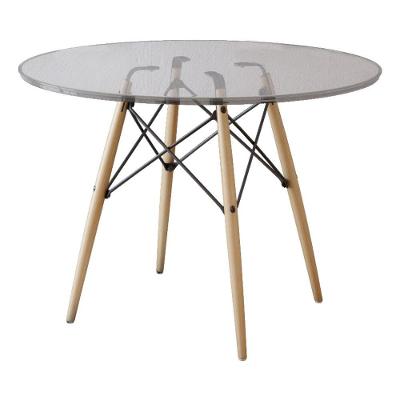 Mesa Eiffel Redonda Tampo De Vidro 90Cm Marrom