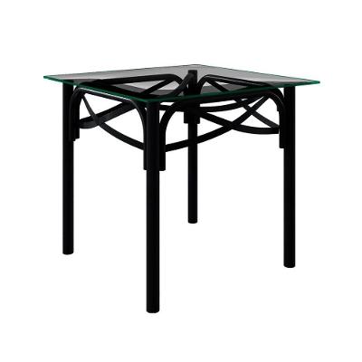 Mesa Katrina Preta Quadrada Tampo De Vidro 90Cm Branco