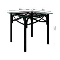 Mesa Katrina Preta Quadrada Tampo De Vidro 90Cm Branco - 2