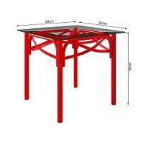 Mesa Katrina Vermelha Quadrada Tampo De Vidro 90Cm Branco - 2