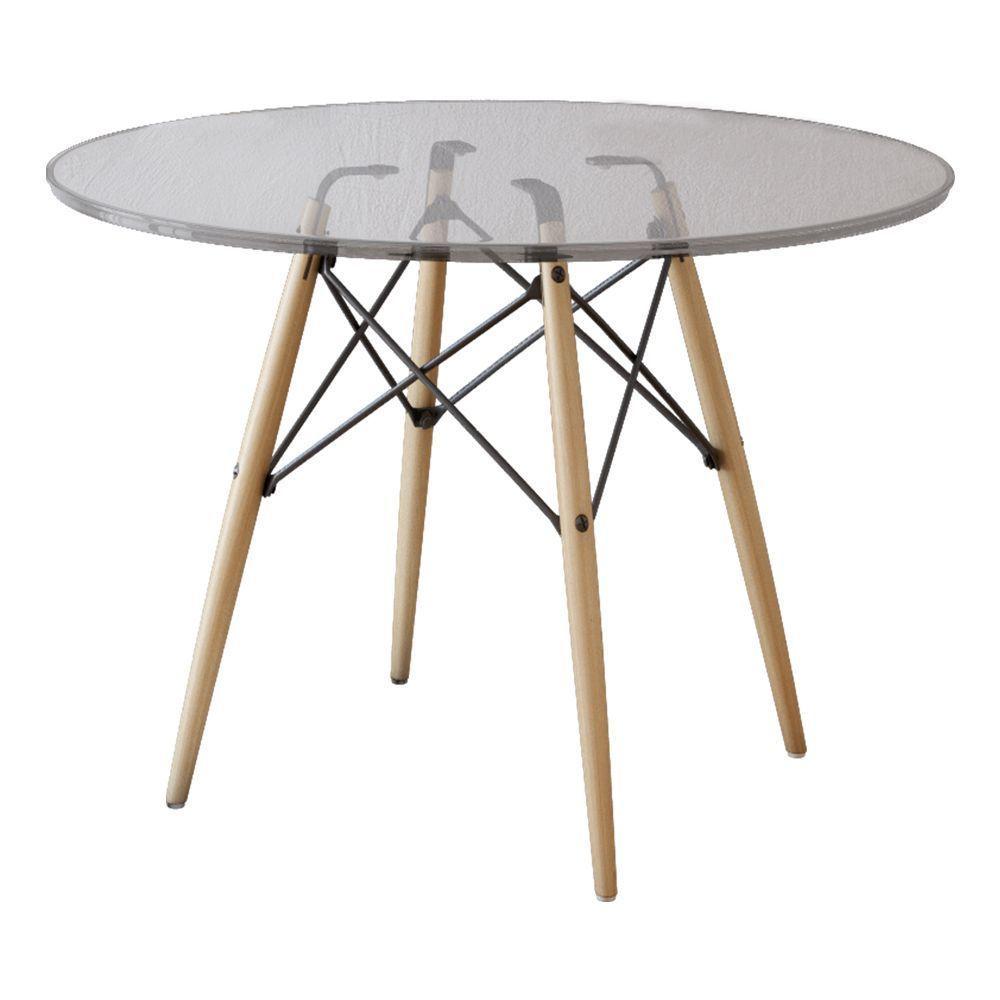 Mesa Eames Eiffel Tampo De Vidro 90Cm - Cor: Marrom - 1