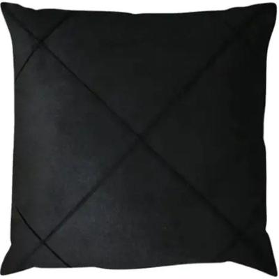 Capa De Almofada Suede Aveludada Drapeada 45x45cm Preto