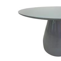 Mesa De Jantar Cone Balonê Redonda 140 Cm Tampo Laca Cinza + Vidro Base Cinza Cor Cinza - 8