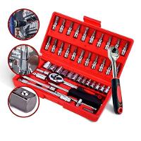 Kit Profissional De Ferramentas 46 Peças Jogo De Soquete Sextavado Aço Chave Catraca Maleta - 5