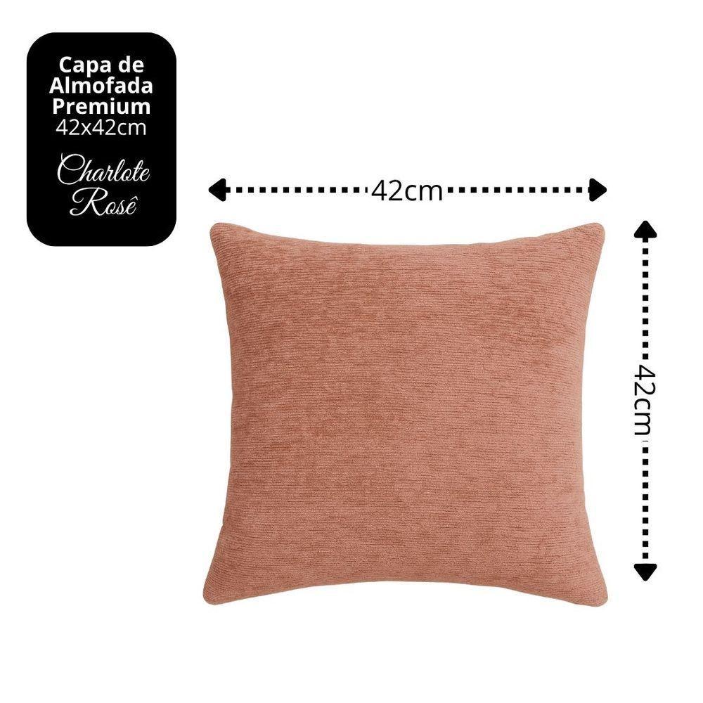 Almofada Decorativa Tecido Rosê Charlote Premium Com Enchimento 42x42cm - Jolitex - 4