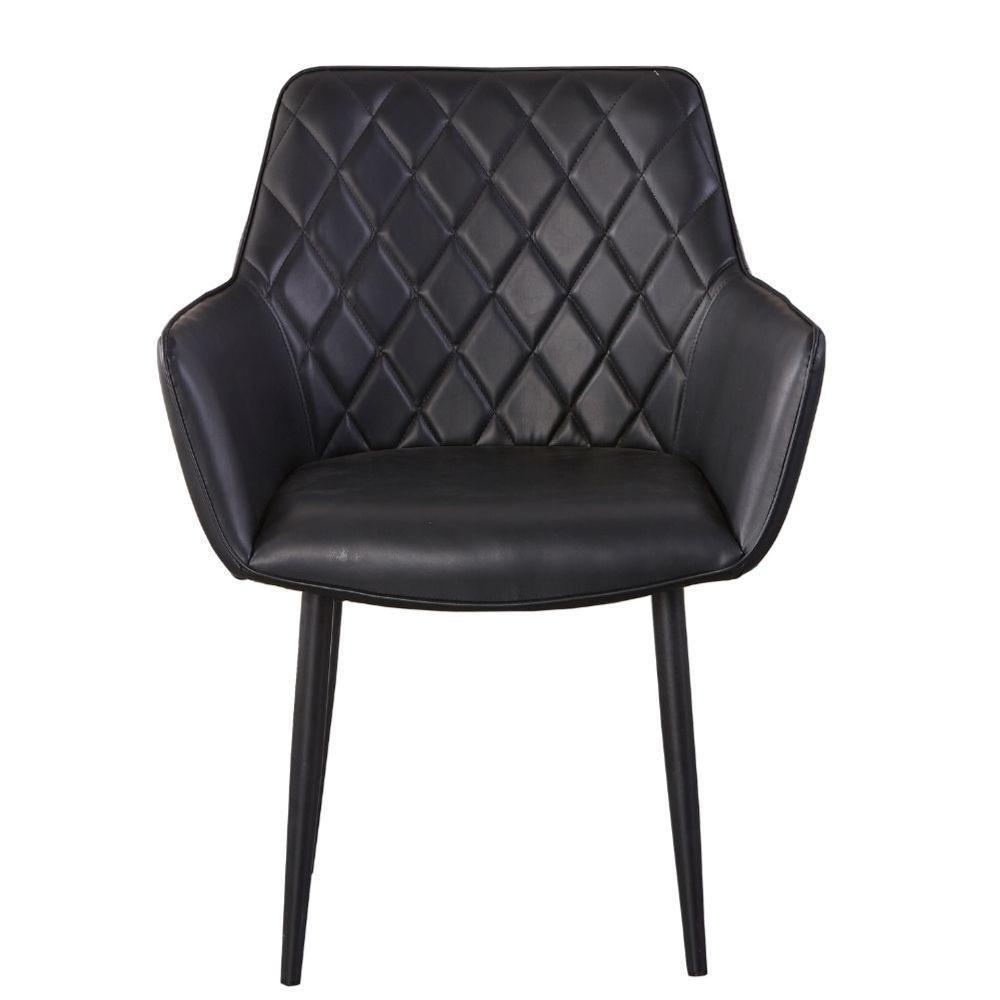 Kit 4 Cadeiras Com Braços Marrakesh Fratini Estofado Matelassê Preto Base Aço Carbono Preto - 4