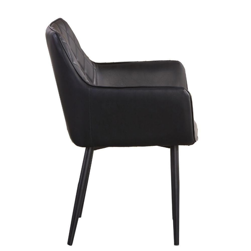 Kit 4 Cadeiras Com Braços Marrakesh Fratini Estofado Matelassê Preto Base Aço Carbono Preto - 5